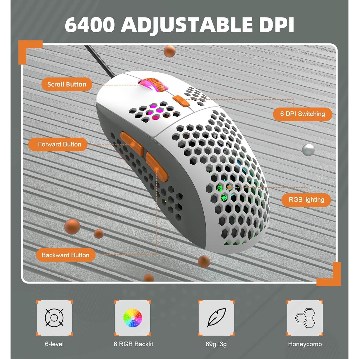 Ratón Gaming ZIYOU LANG Ultraligero 69g RGB 6400DPI