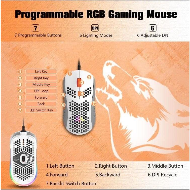 Ratón Gaming ZIYOU LANG Ultraligero 69g RGB 6400DPI