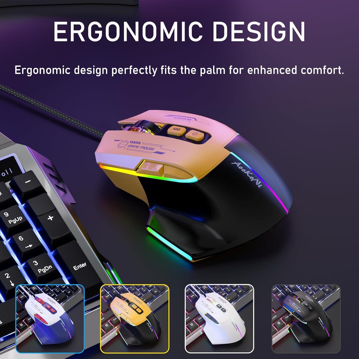 Ratón para Juegos AooKoNi WF-05 Ergonómico RGB 7200 DPI