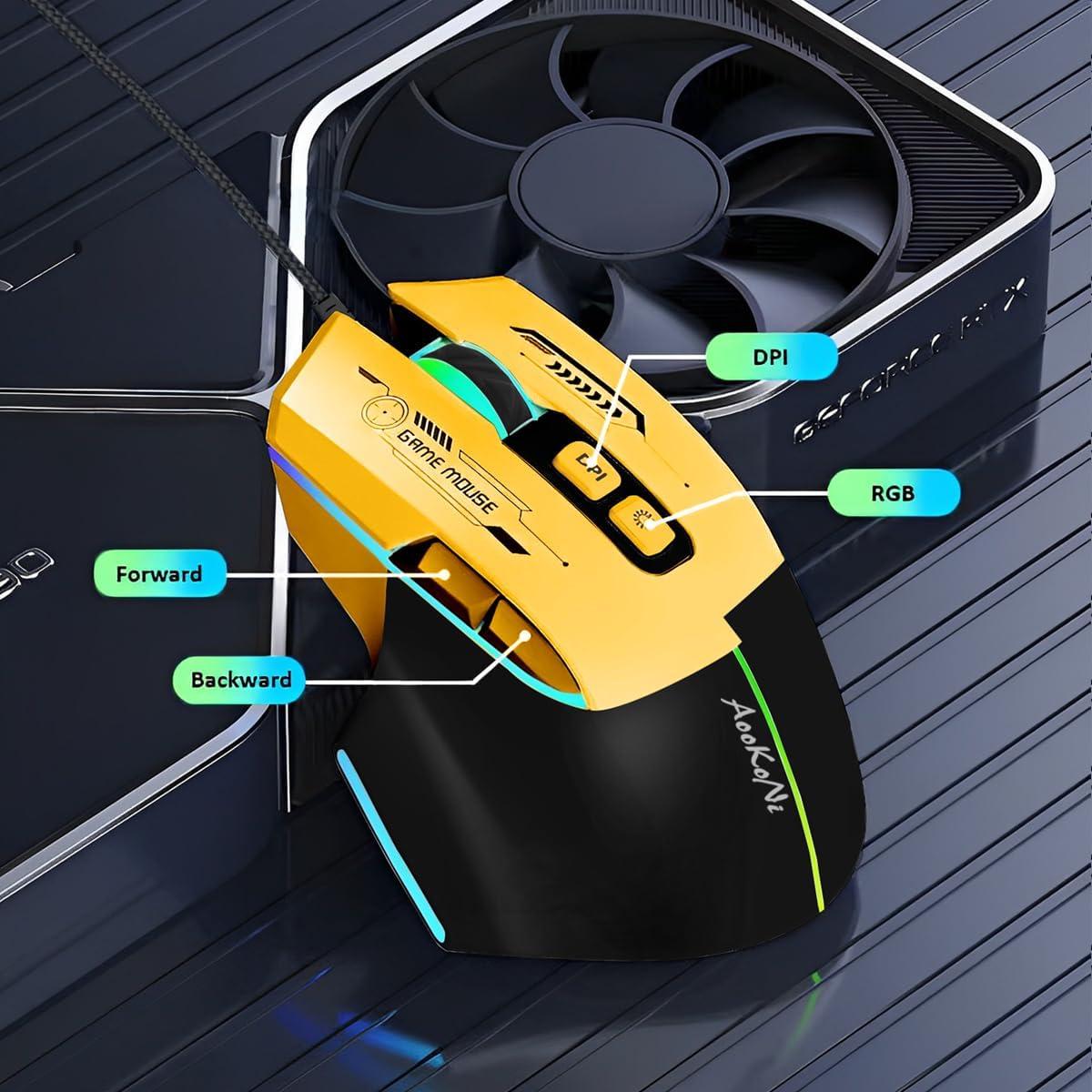 Ratón para Juegos AooKoNi WF-05 Ergonómico RGB 7200 DPI