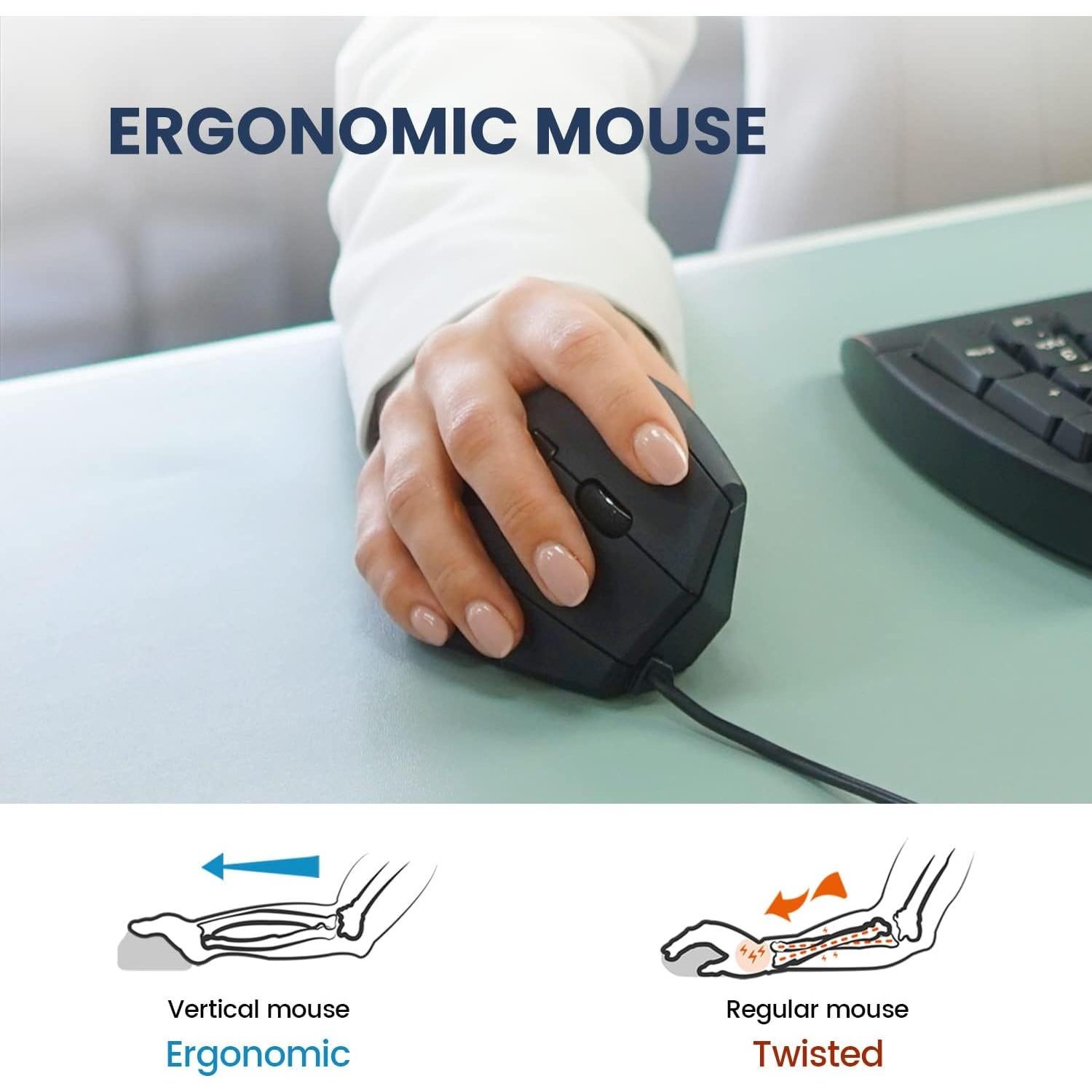 Ratón Ergonómico Vertical Perixx PERIMICE-508 USB 1000/1600 dpi