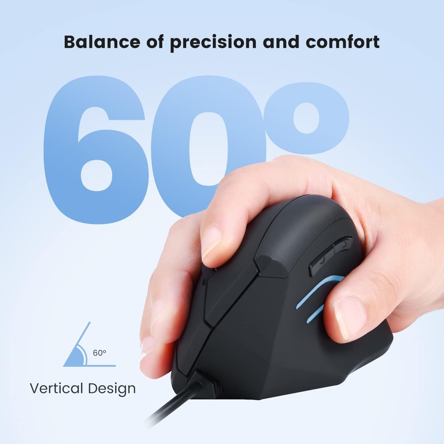 Ratón Ergonómico Vertical Perixx PERIMICE-508 USB 1000/1600 dpi