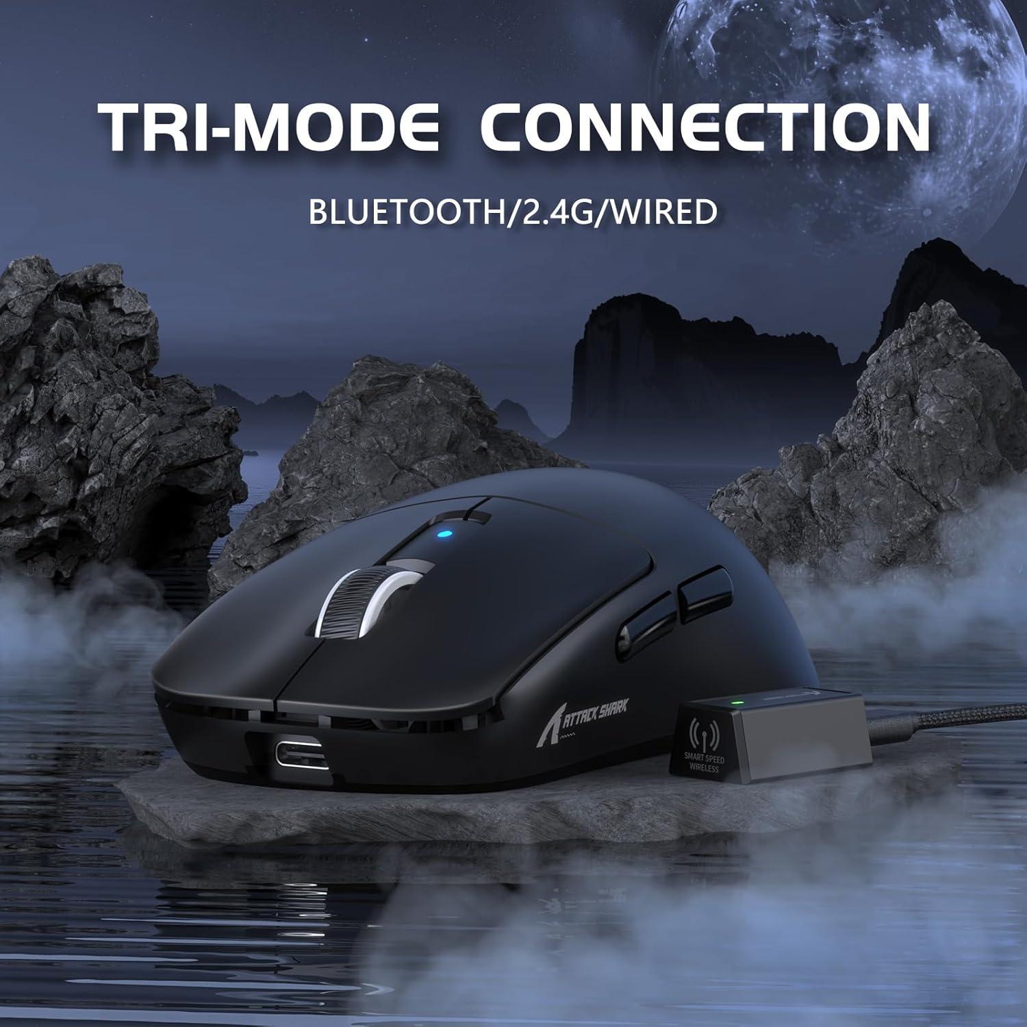 Ratón Gaming Inalámbrico Attack Shark R6 39g Negro