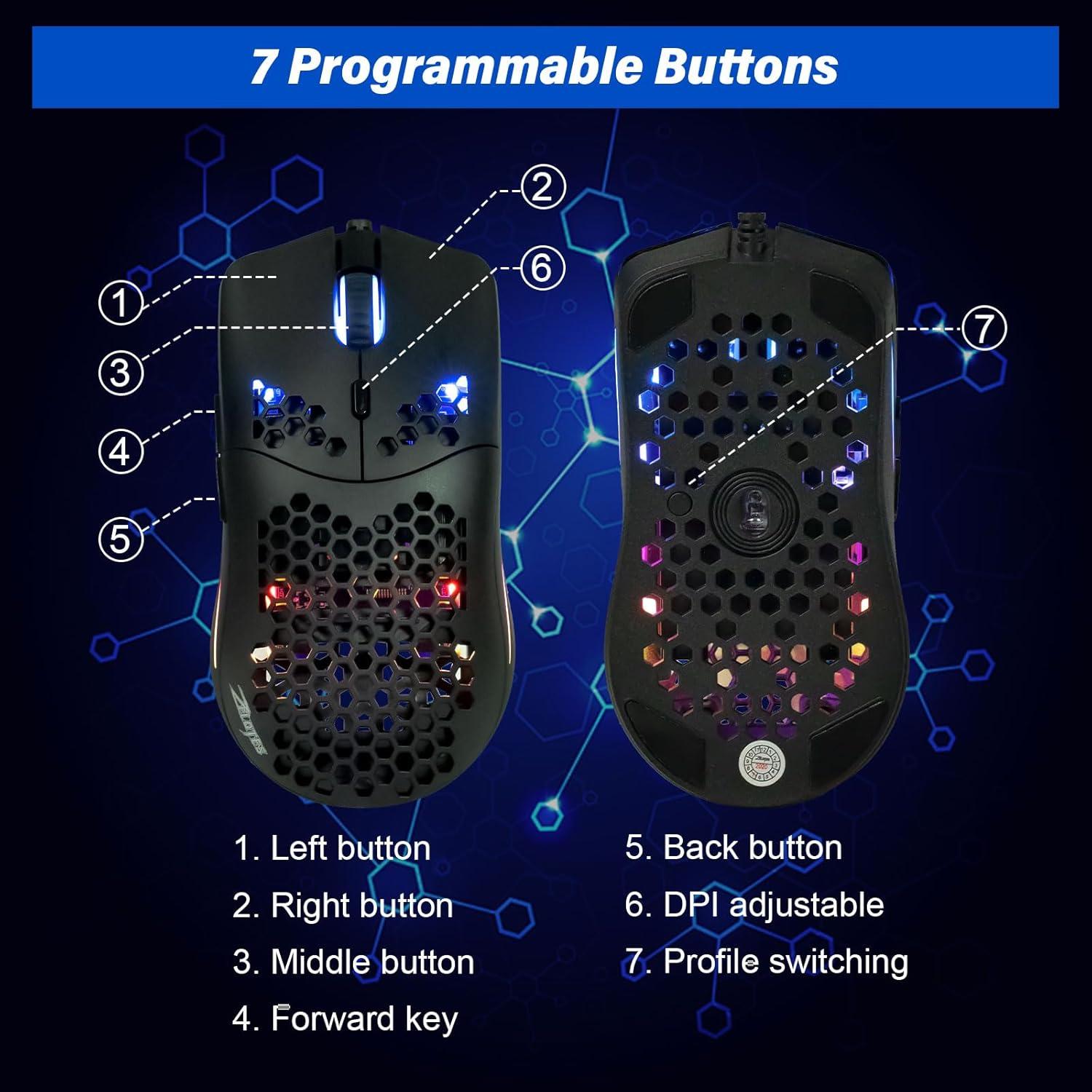 Ratón Gaming XuanGui C7 RGB Ultra Ligero 16000 DPI