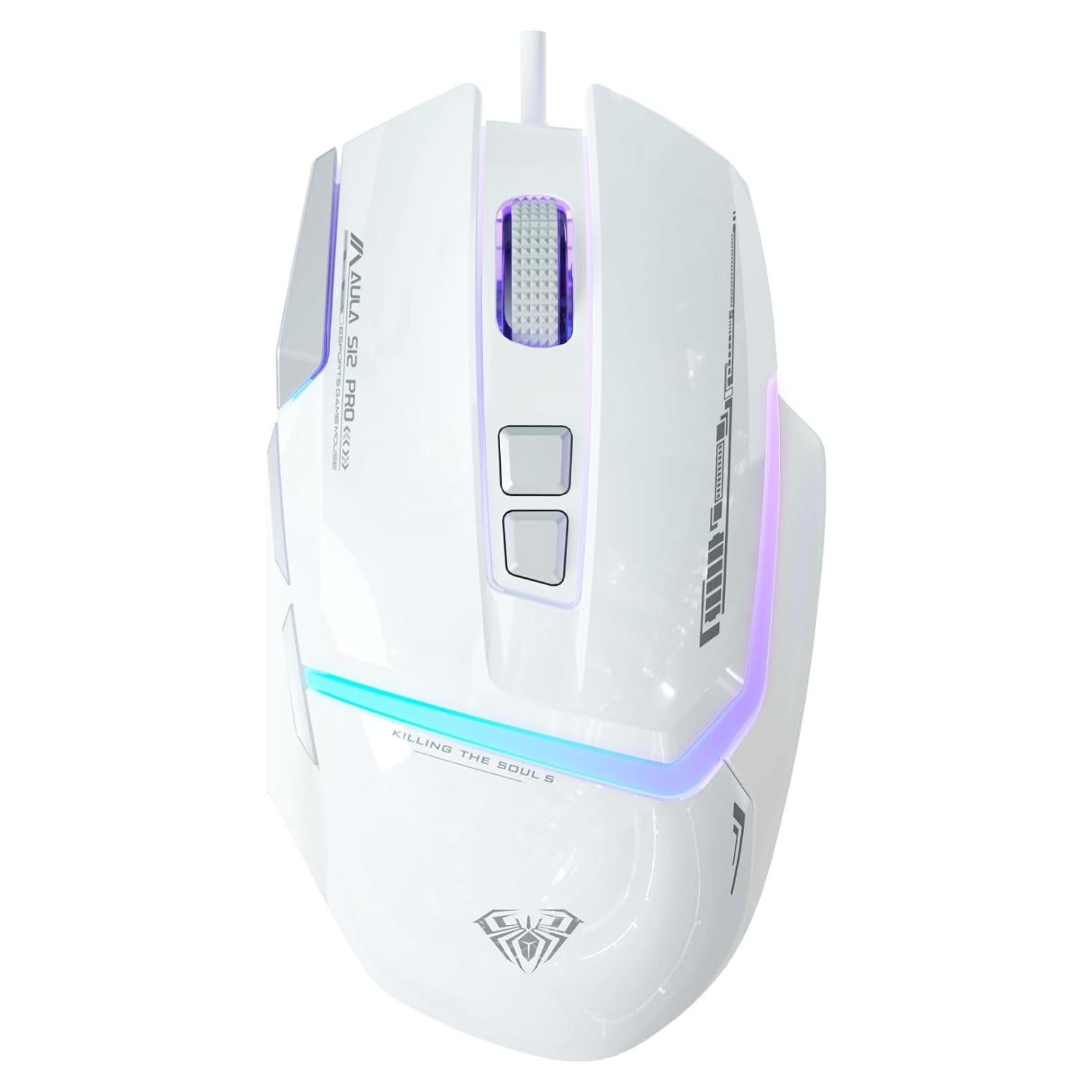 Ratón Gaming AULA S12 Pro Blanco 12800 DPI RGB 8 Botones
