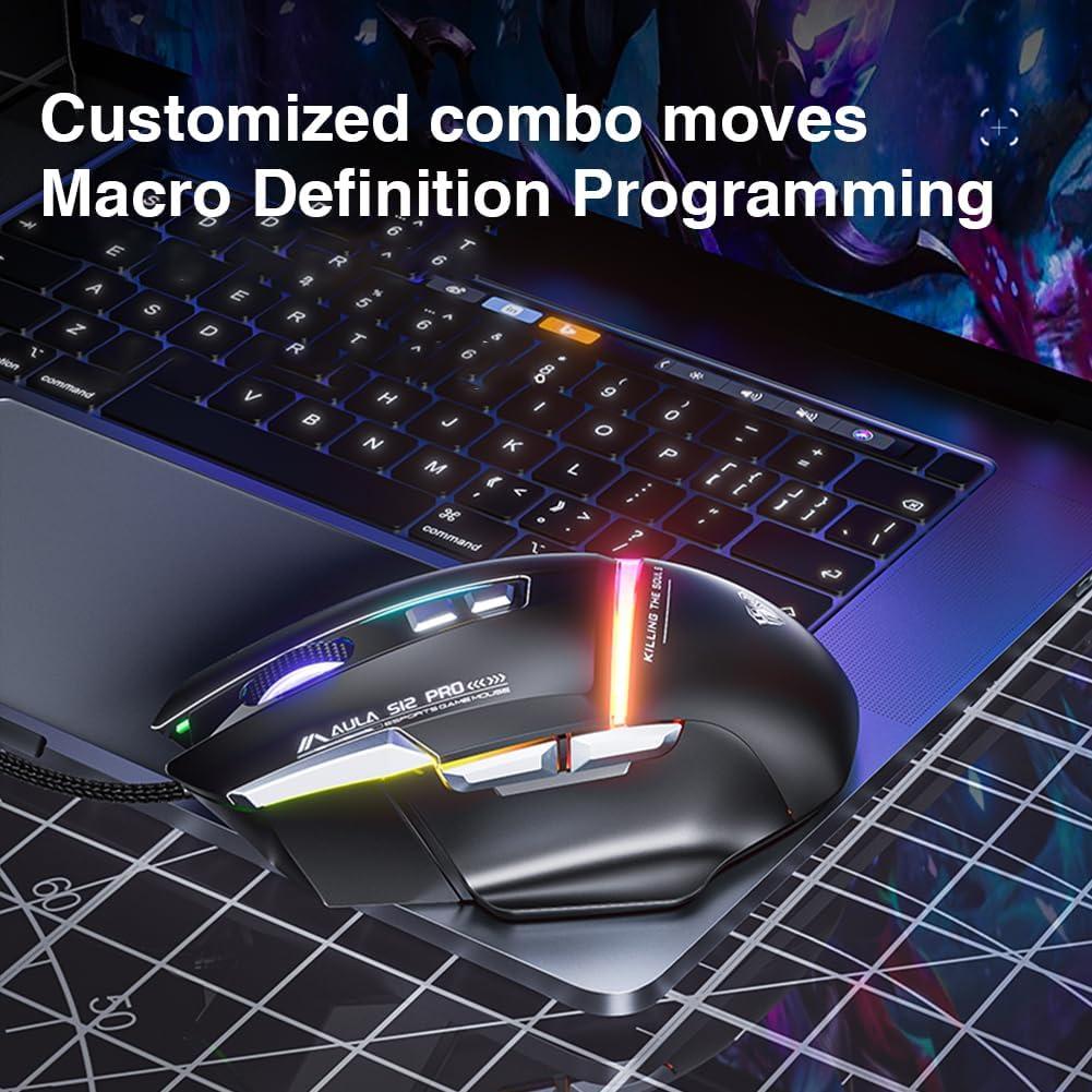 Ratón Gaming AULA S12 Pro Blanco 12800 DPI RGB 8 Botones