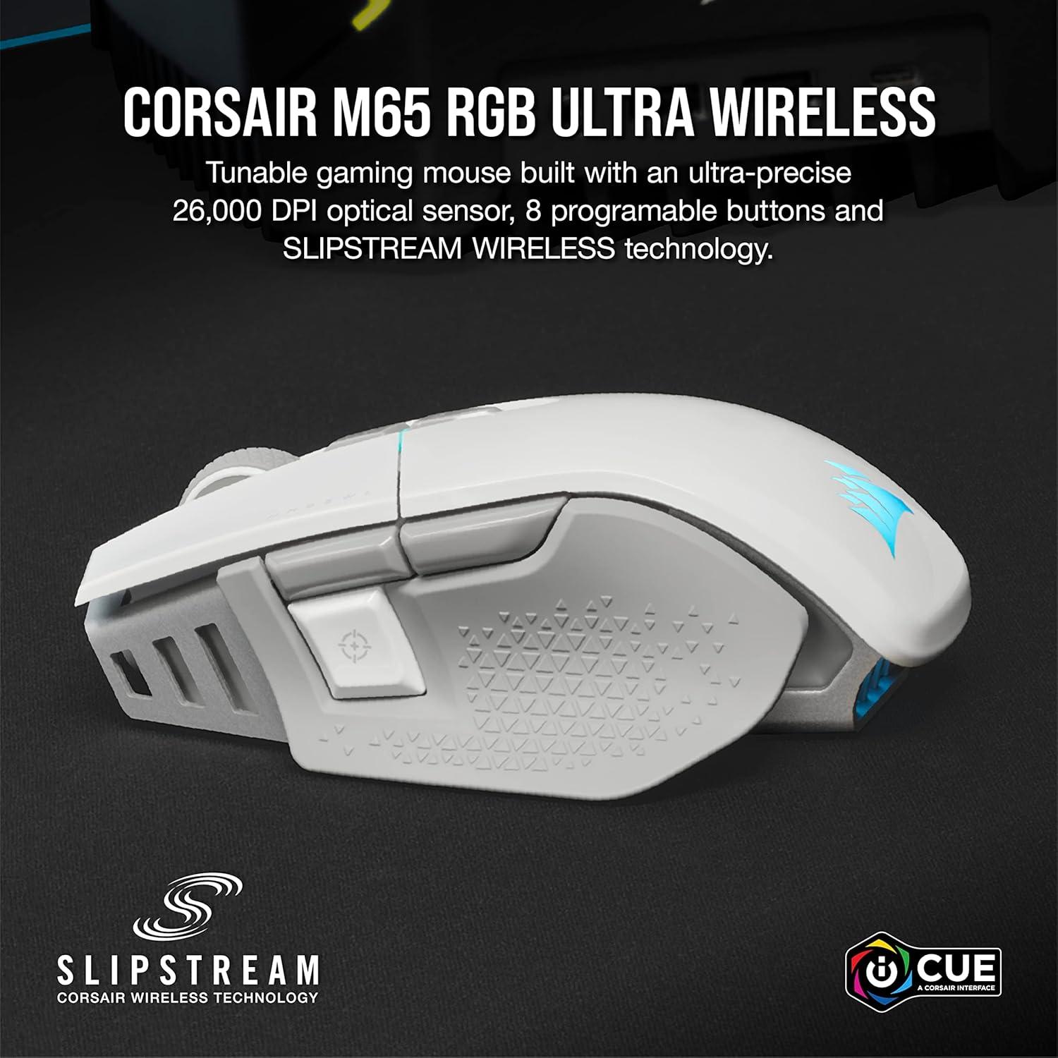 Corsair M65 RGB Ultra Wireless Ratón Gaming 26000 DPI Blanco