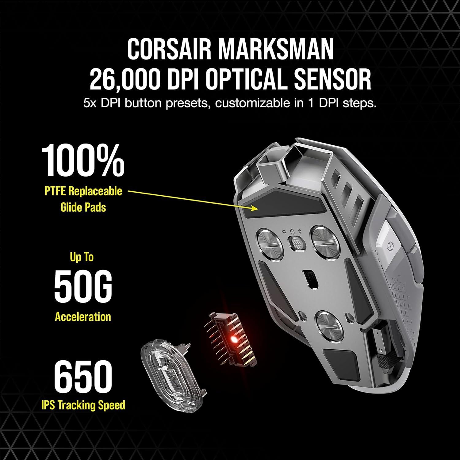 Corsair M65 RGB Ultra Wireless Ratón Gaming 26000 DPI Blanco