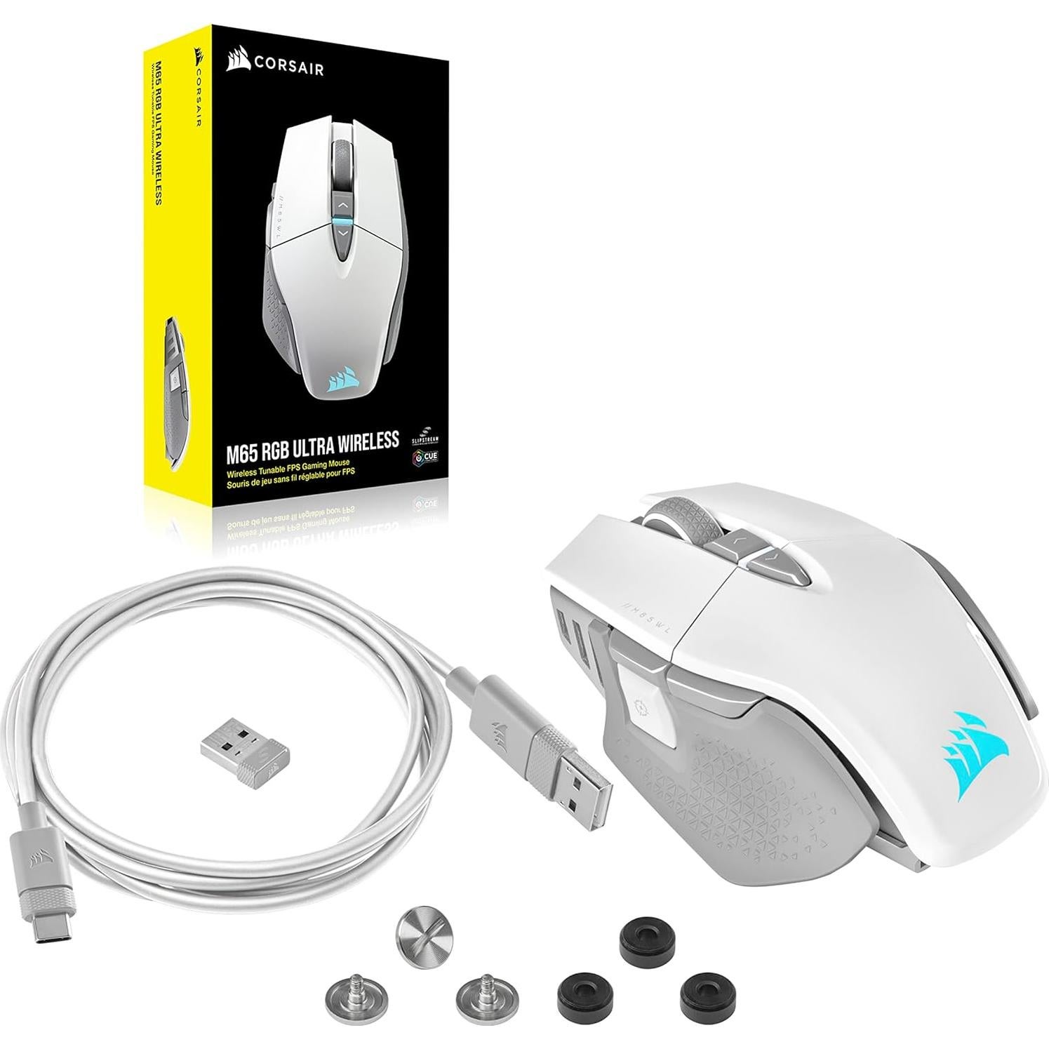 Corsair M65 RGB Ultra Wireless Ratón Gaming 26000 DPI Blanco