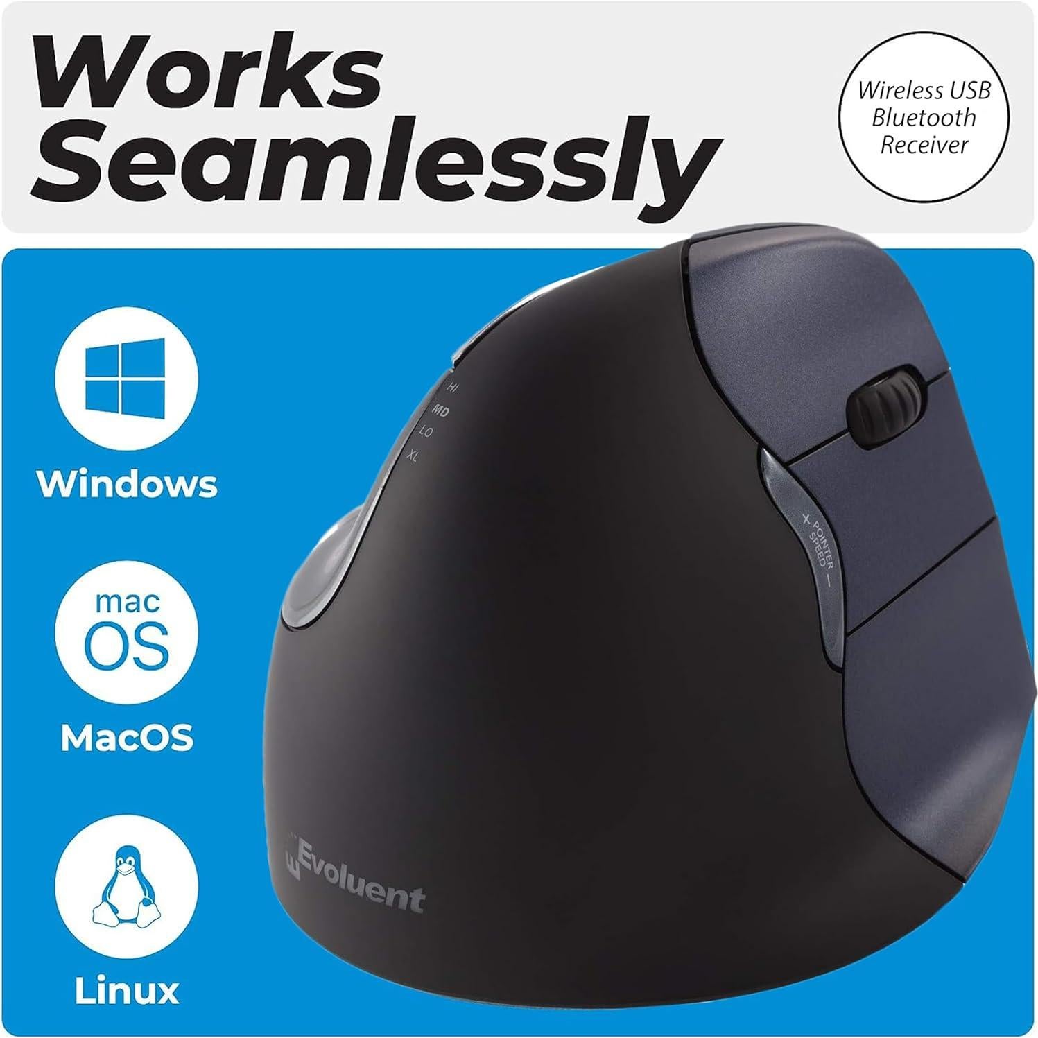 Ratón Vertical Ergonómico Evoluent VM4RW Inalámbrico USB