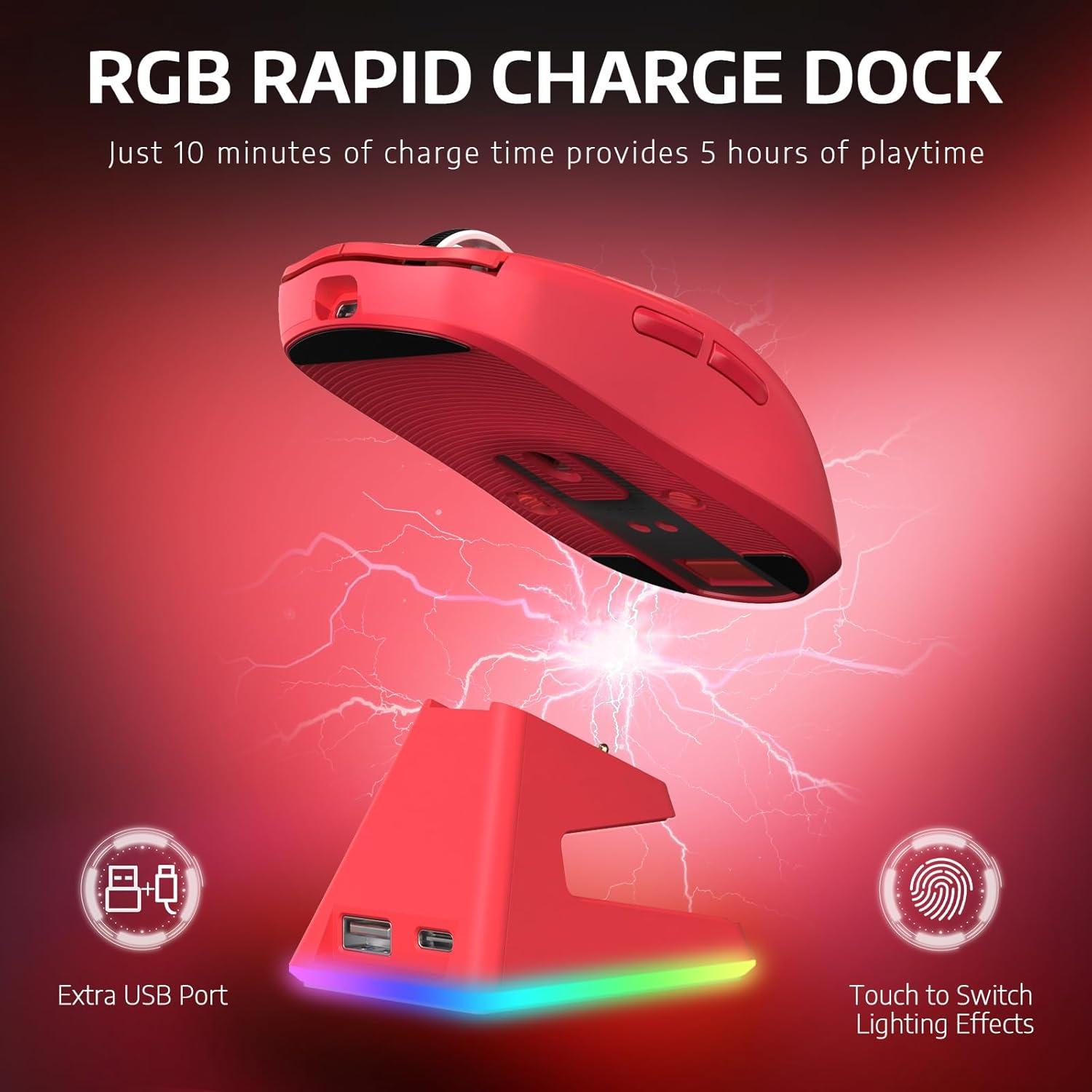 Ratón Gaming Inalámbrico MANBASNAKE X6 49g RGB 26000DPI