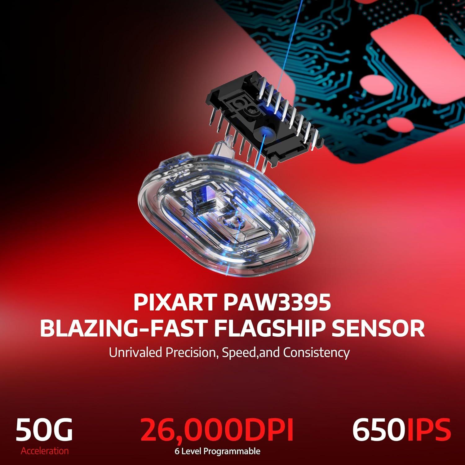 Ratón Gaming Inalámbrico MANBASNAKE X6 49g RGB 26000DPI