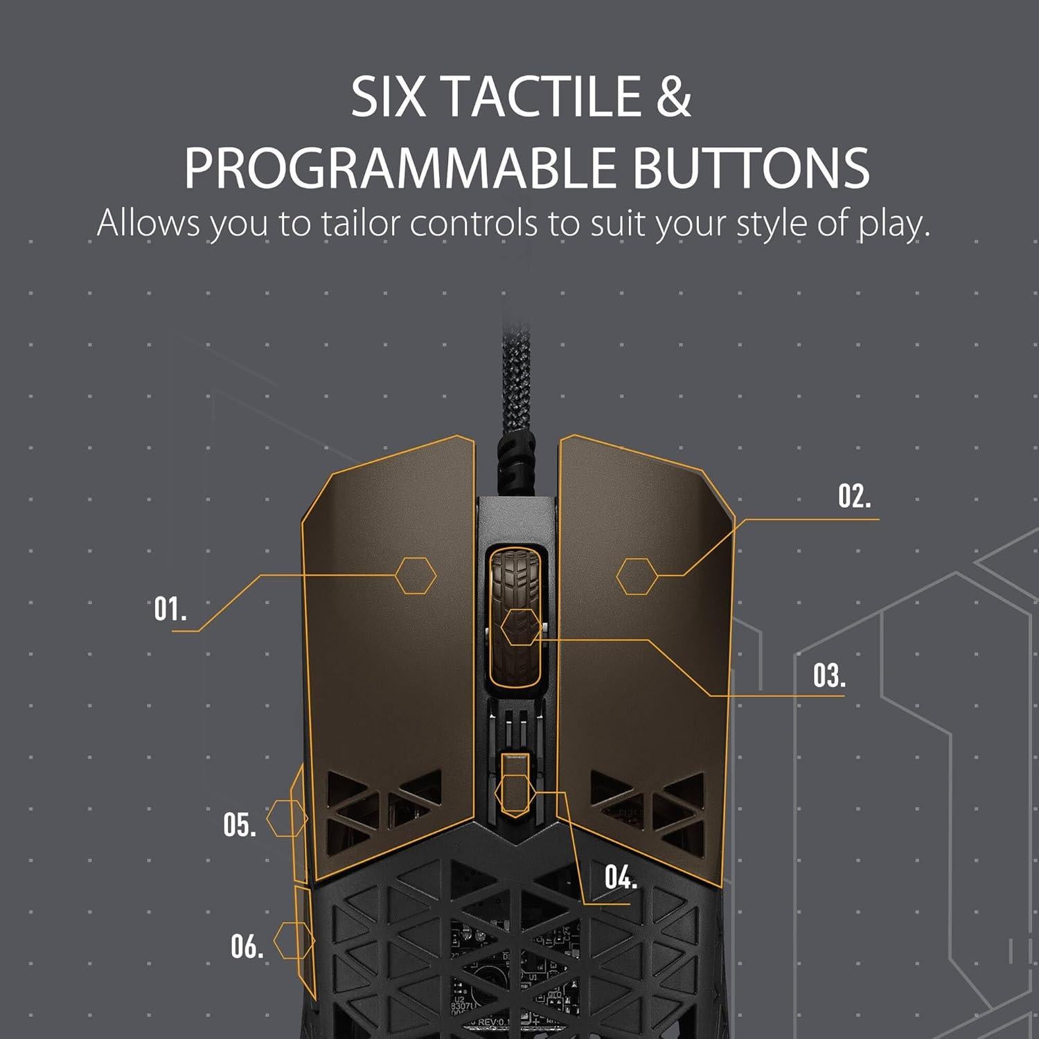 Ratón Gaming ASUS TUF M4 Air Con Cable - 16,000 dpi, Negro