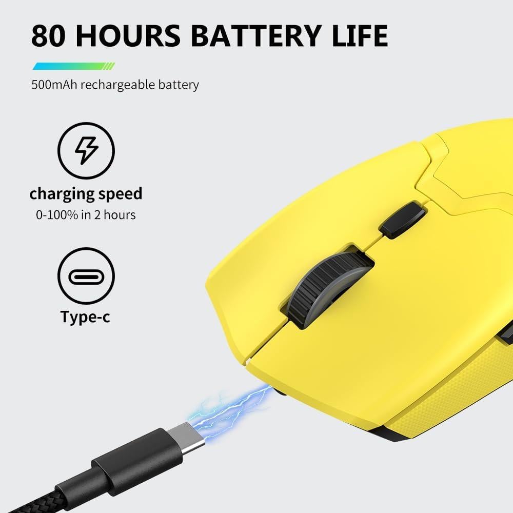 DeLUX M800PRO Ratón Gaming Inalámbrico 26000DPI Amarillo