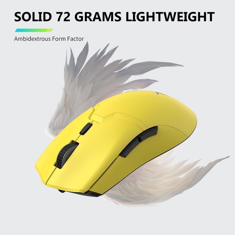 DeLUX M800PRO Ratón Gaming Inalámbrico 26000DPI Amarillo