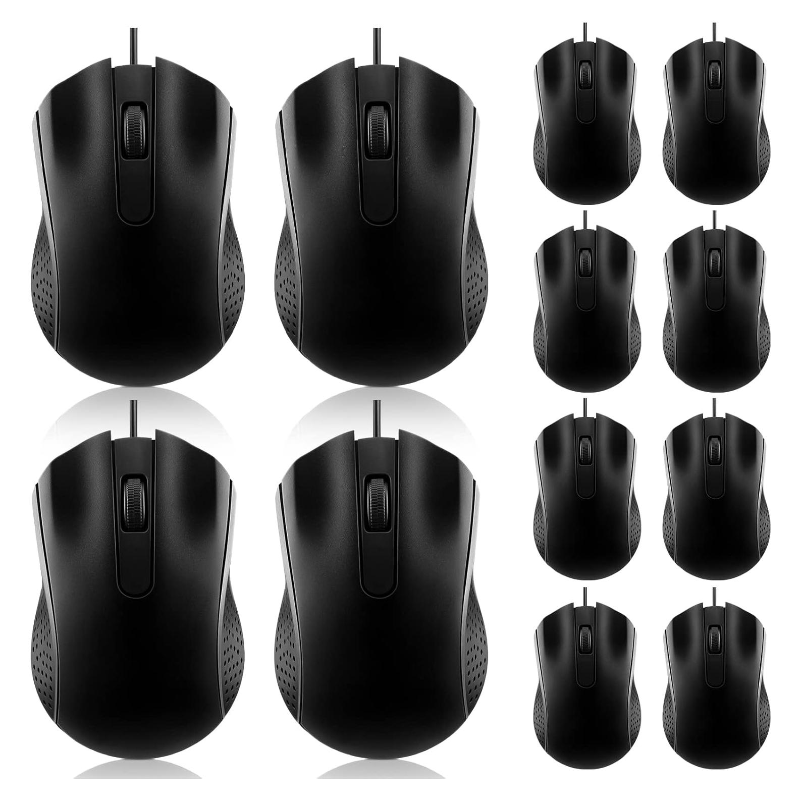 Hoteam 12 Ratones de Computadora USB Ergonómicos Negros