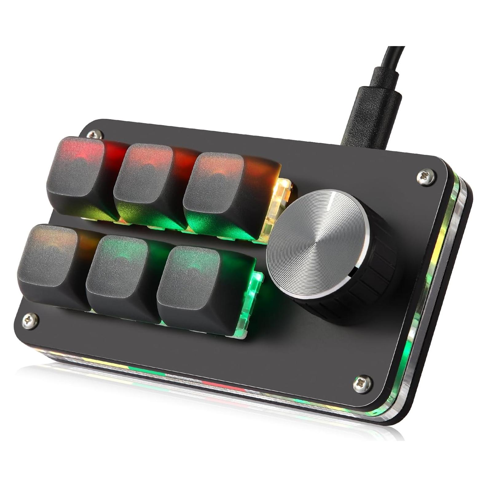 Teclado Mecánico Programable Koolertron RGB 6 Teclas Negro