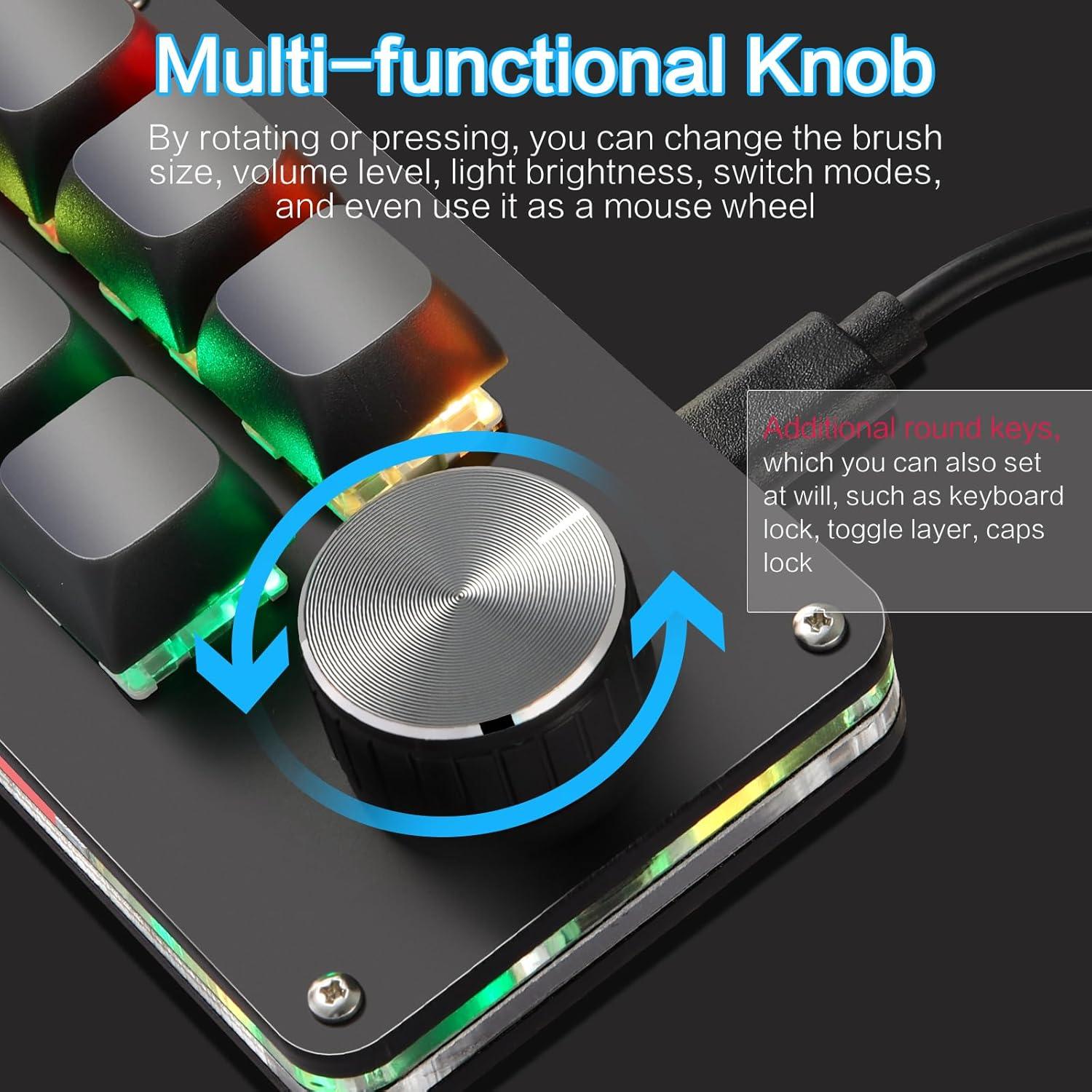 Teclado Mecánico Programable Koolertron RGB 6 Teclas Negro