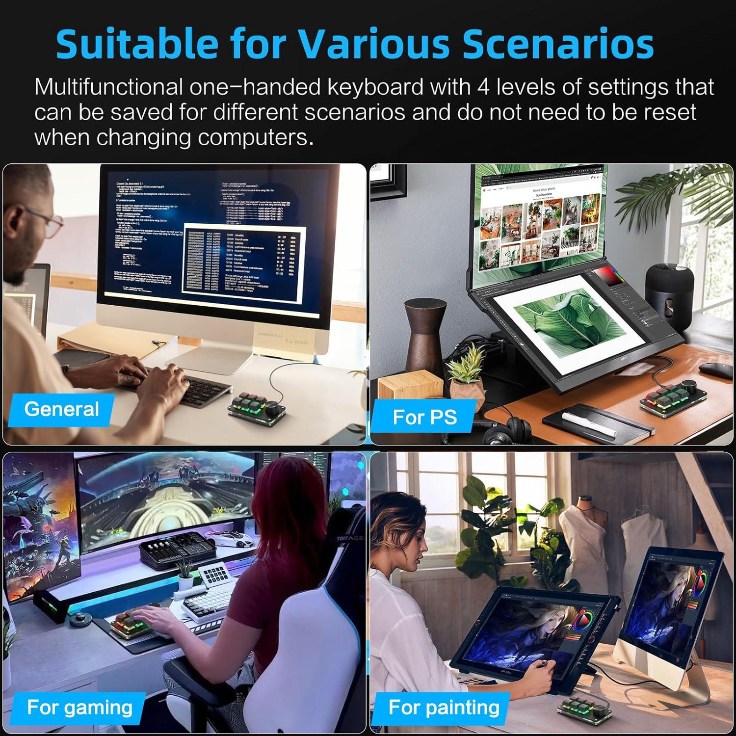 Teclado Mecánico Programable Koolertron RGB 6 Teclas Negro