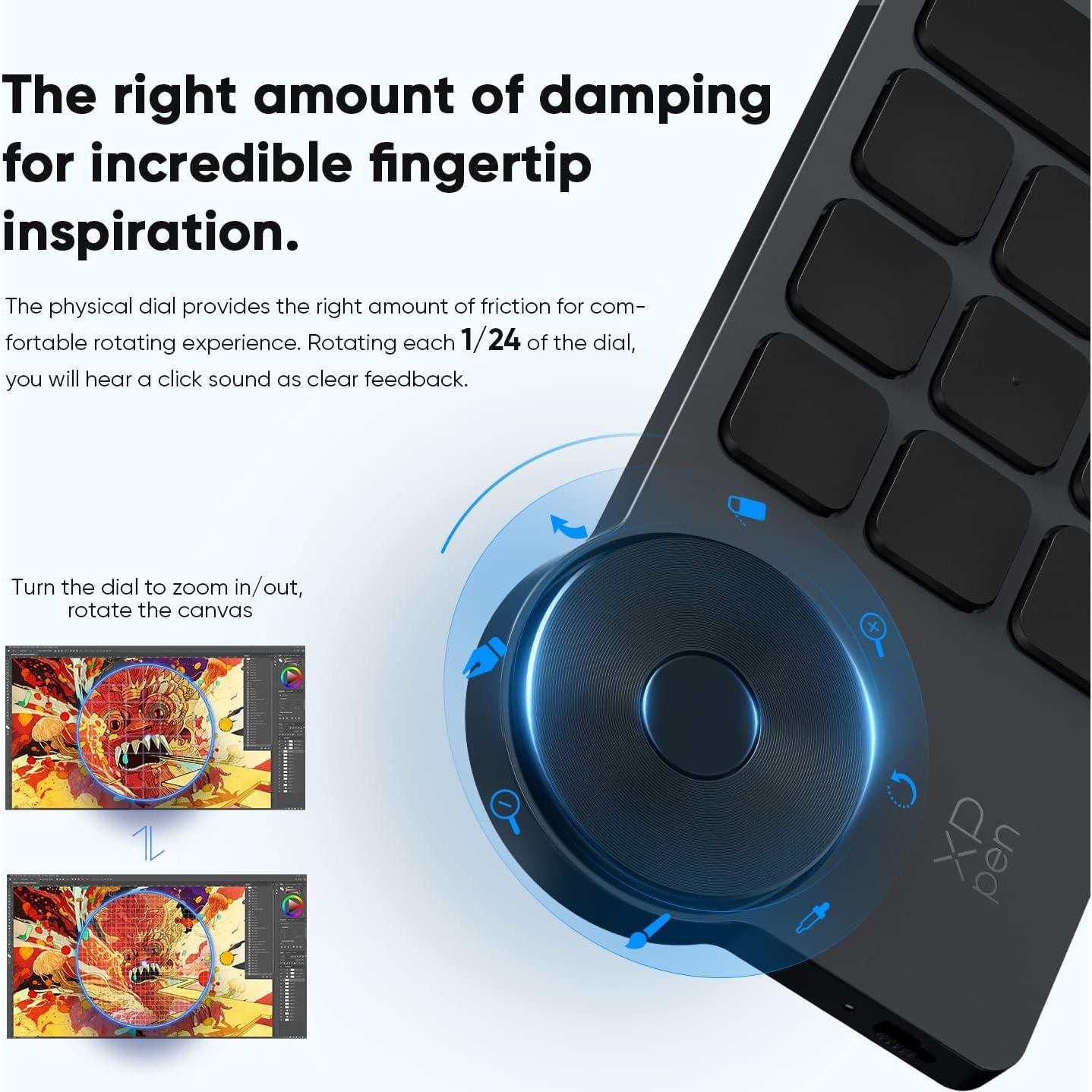 Teclado Inalámbrico XP-PEN Mini Keydial ACK05 Bluetooth 1000mAh