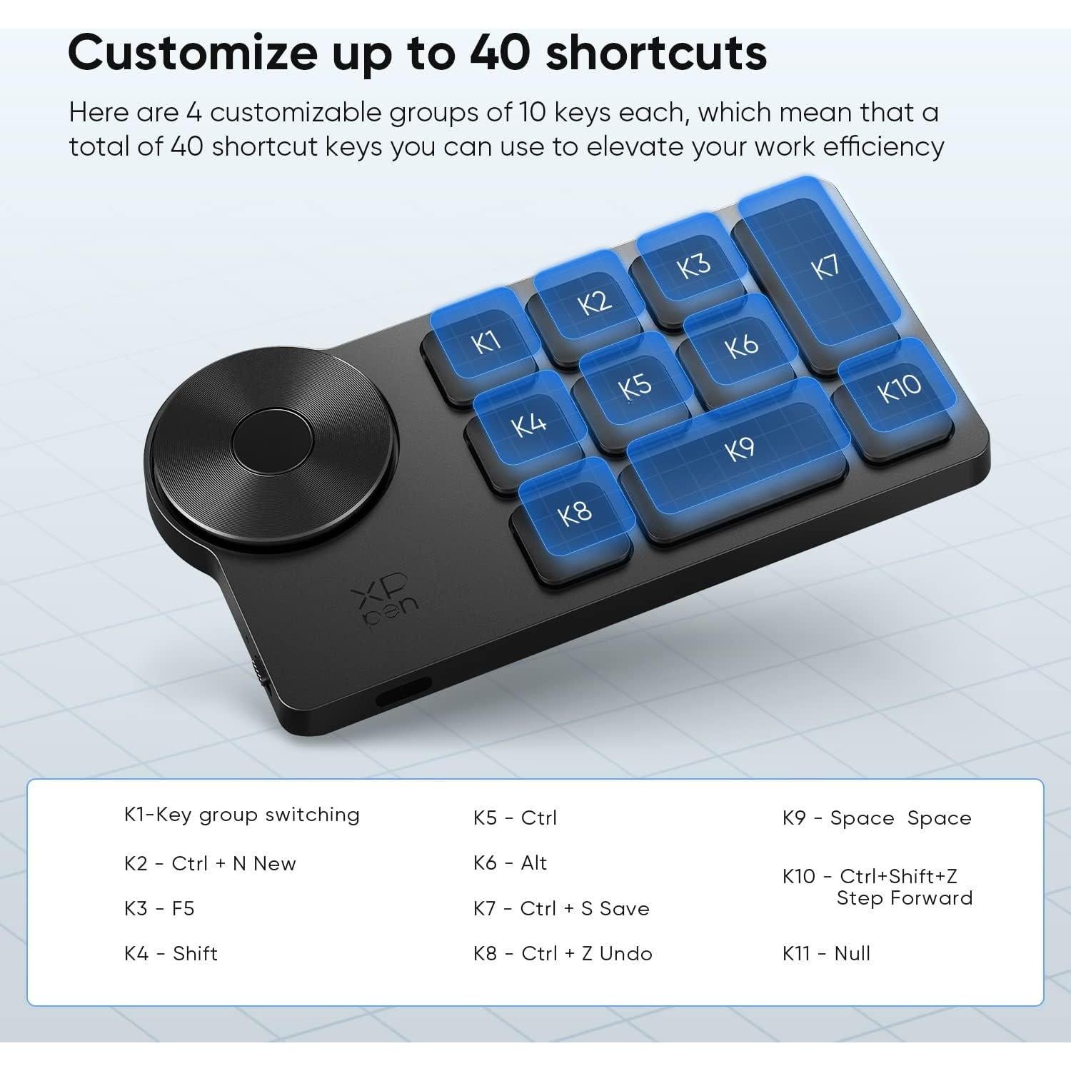 Teclado Inalámbrico XP-PEN Mini Keydial ACK05 Bluetooth 1000mAh