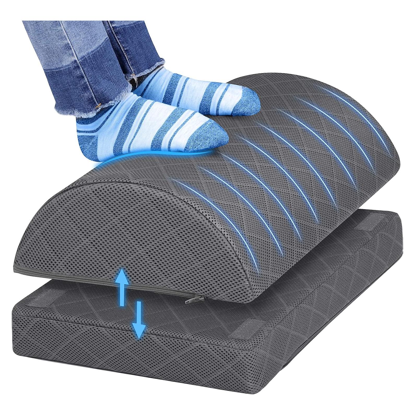 Reposapiés CushZone Ajustable con Funda Removible Gris