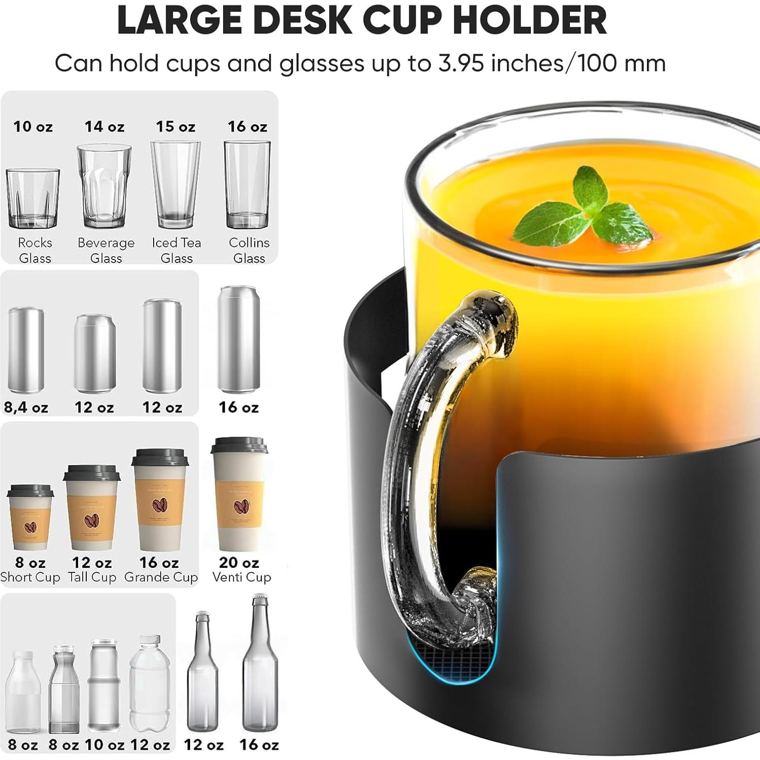 Soporte de Taza Grande OOKUU Ajustable 10 cm Antiderrame Negro