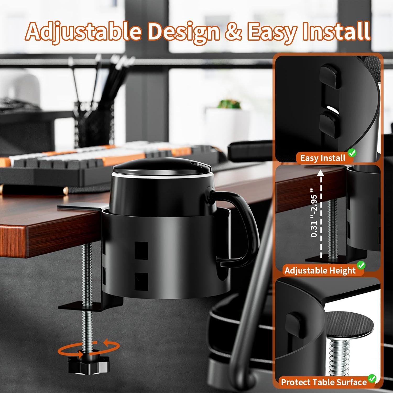 Soporte de Taza Grande OOKUU Ajustable 10 cm Antiderrame Negro