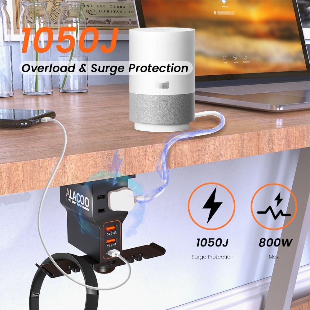 Soporte Doble para Auriculares ALACOO con Carga USB 3 Puertos