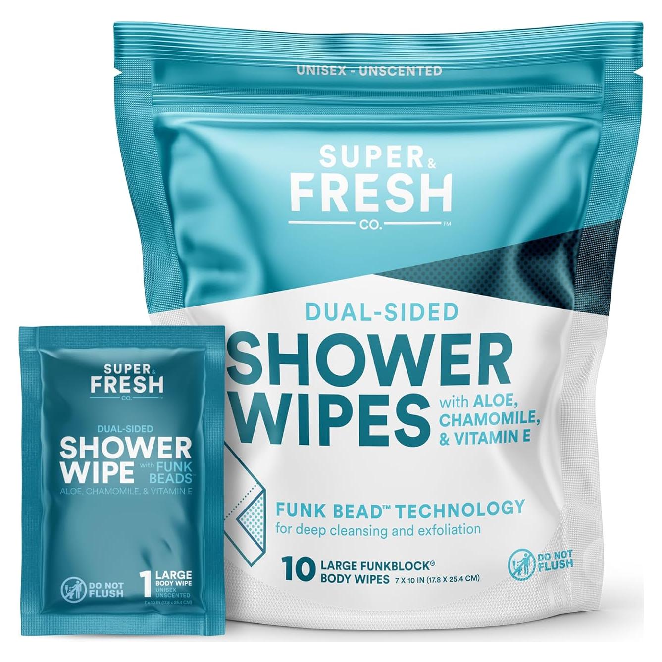 Toallitas de Ducha FunkBlock Super Fresh - 10 Toallitas Grandes