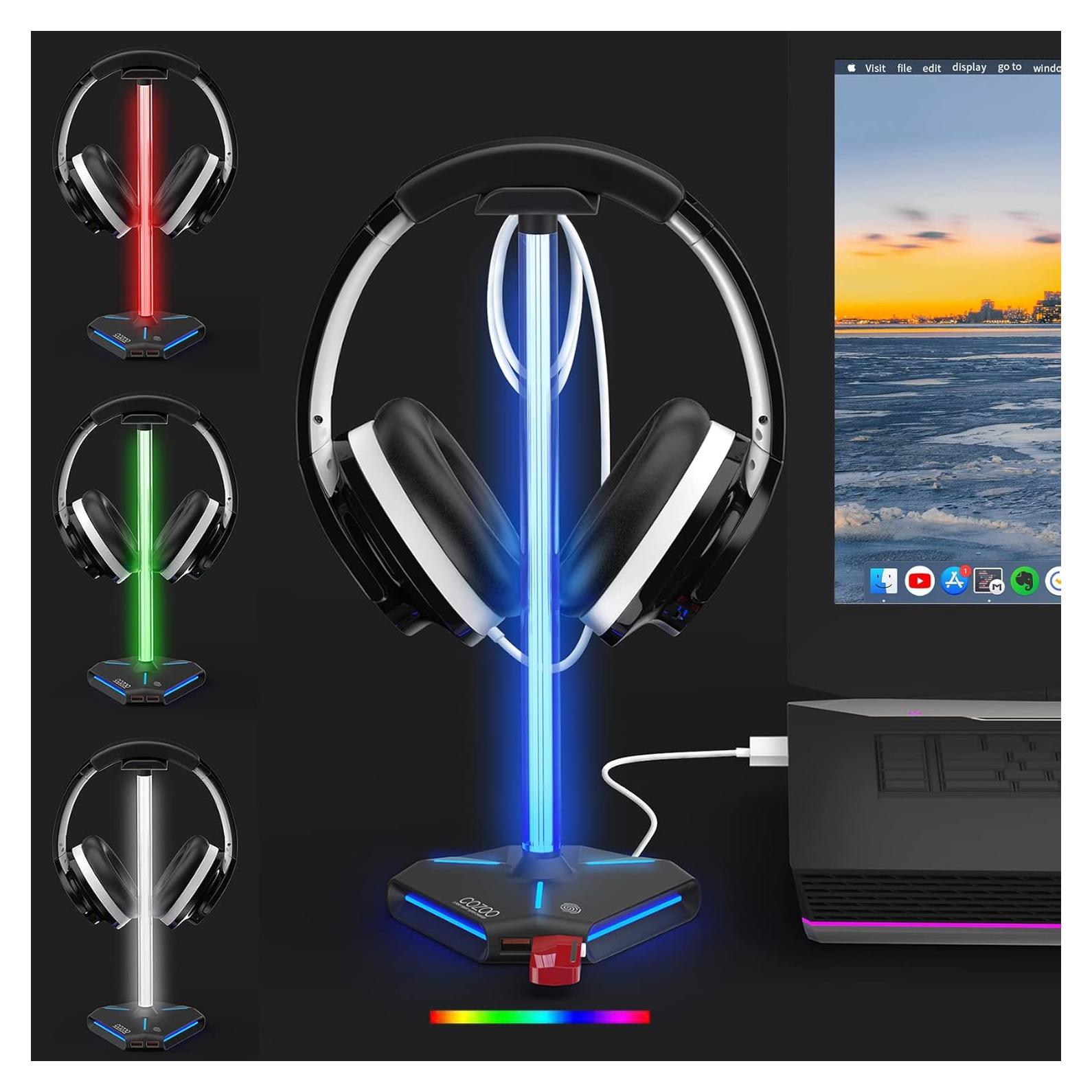 Soporte para Auriculares RGB COZOO con 2 Puertos USB