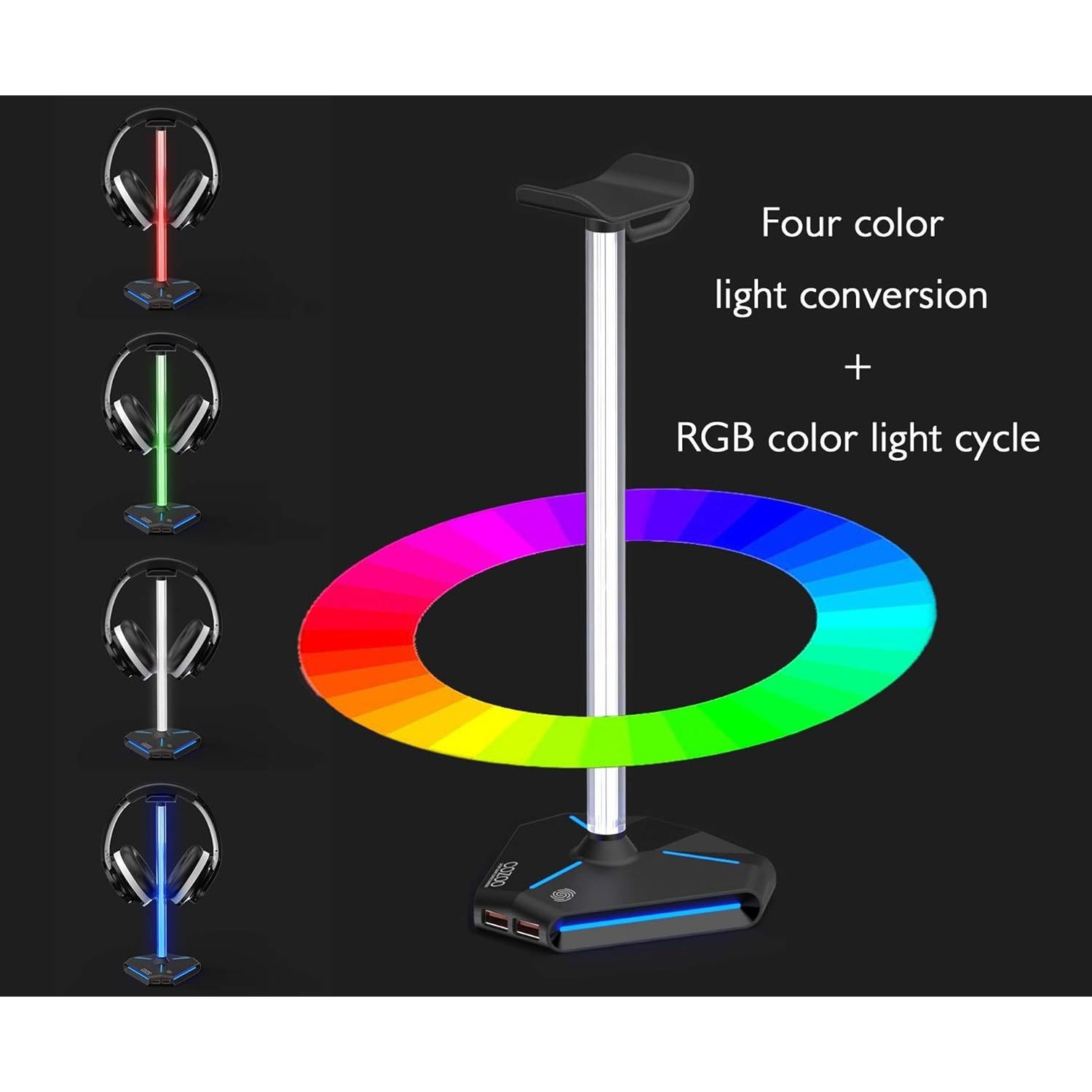 Soporte para Auriculares RGB COZOO con 2 Puertos USB