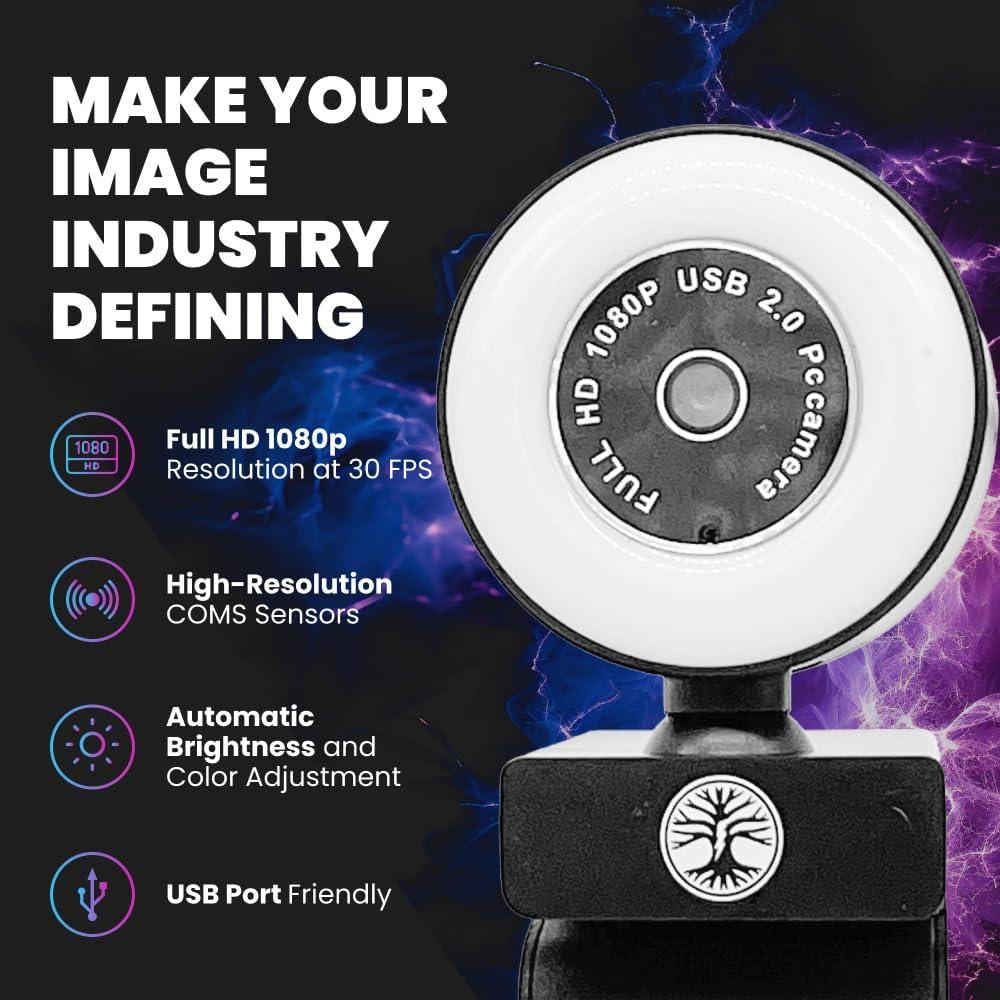 Kit de Transmisión en Vivo Abel Gaming - Webcam 1080p, Micrófono USB y Luz LED