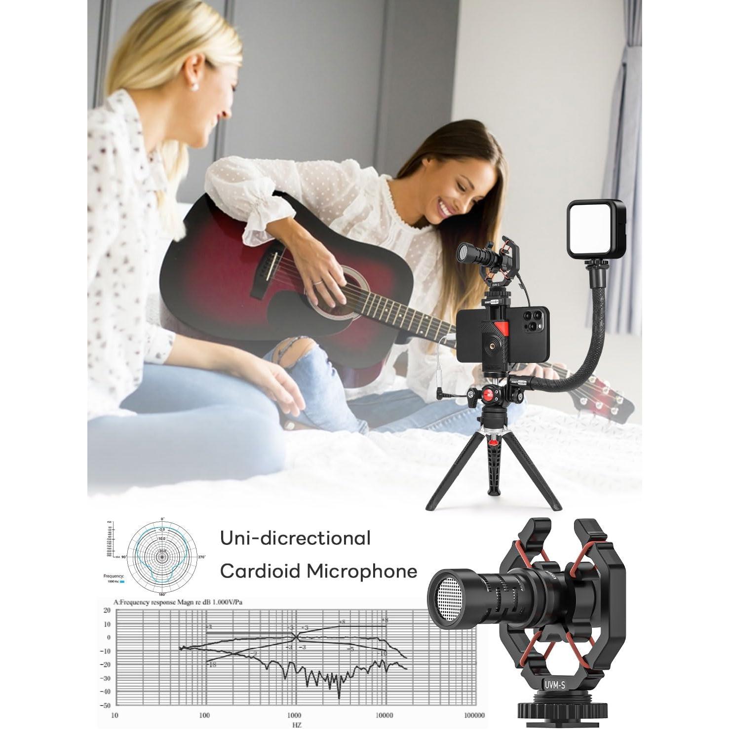 Kit de Vlogging V-Master con Micrófono y Luz LED para Smartphone