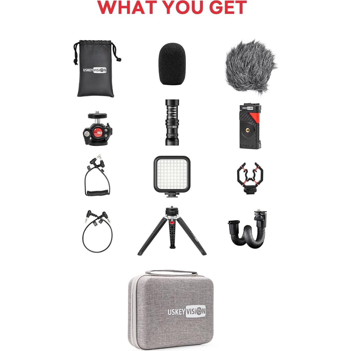 Kit de Vlogging V-Master con Micrófono y Luz LED para Smartphone