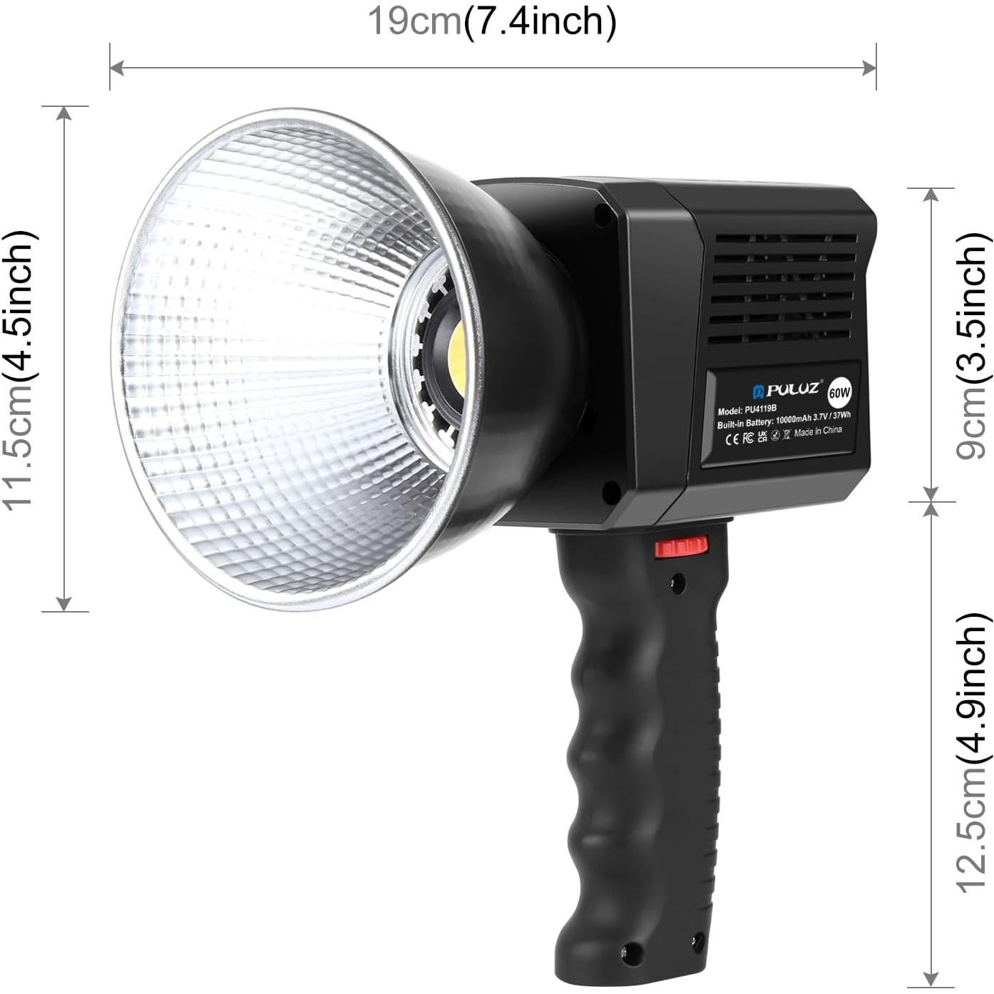 Luz de Video Portátil PULUZ COB 60W con Temperatura Ajustable 2500-6500K