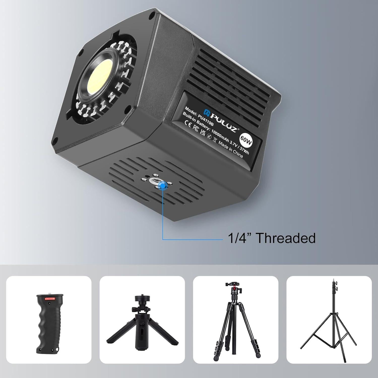 Luz de Video Portátil PULUZ COB 60W con Temperatura Ajustable 2500-6500K