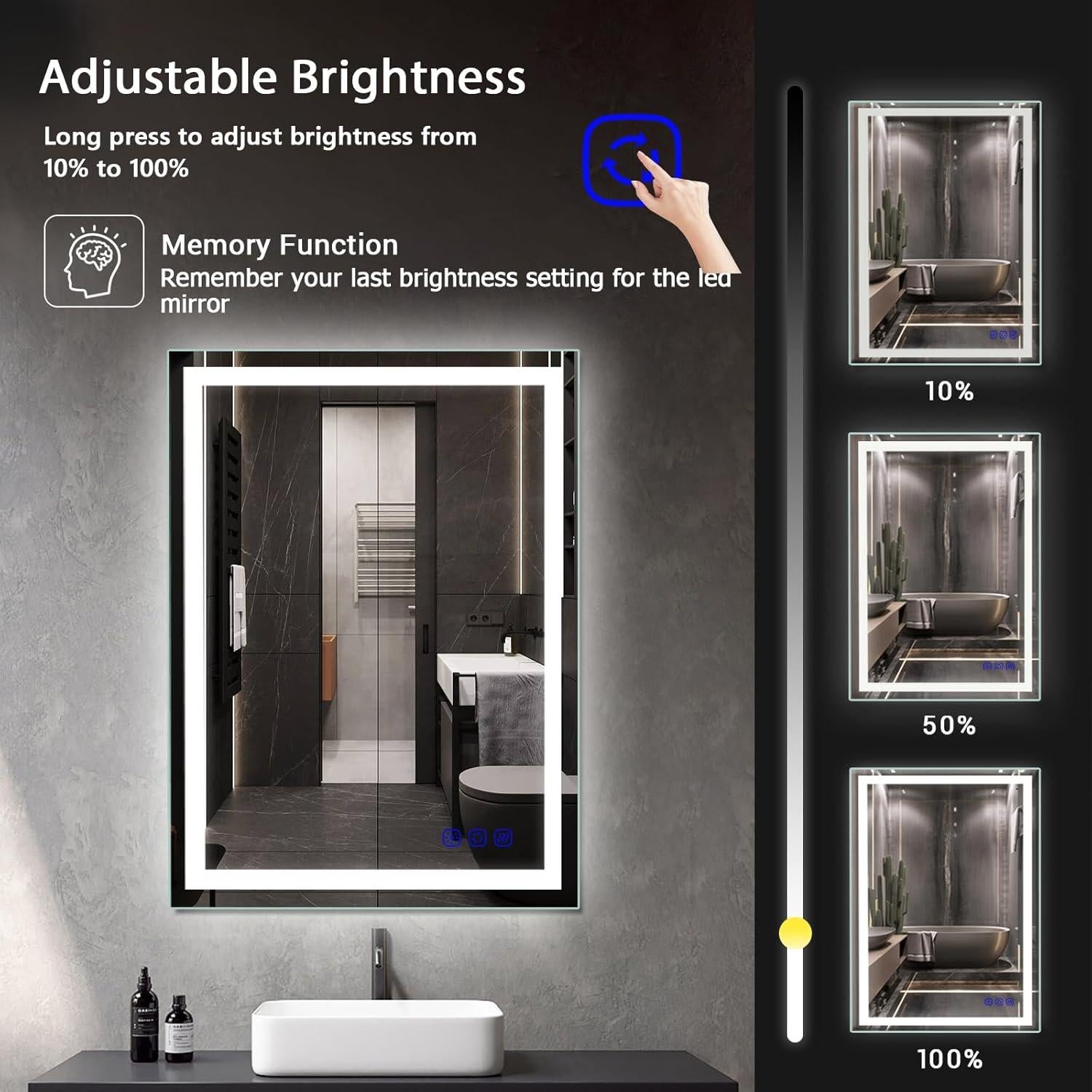 Espejo de baño LED Yeeopp 60x90 cm regulable 3 colores
