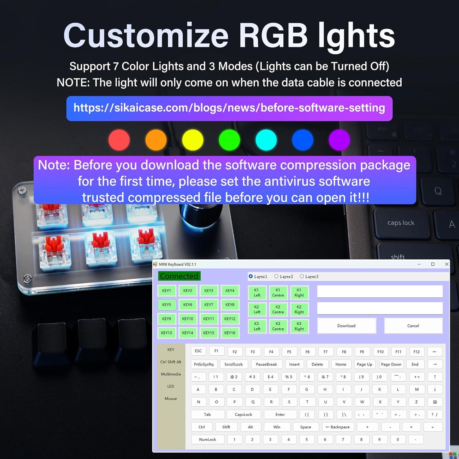 Teclado Mecánico Programable Mini SinLoon USB 6 Teclas RGB