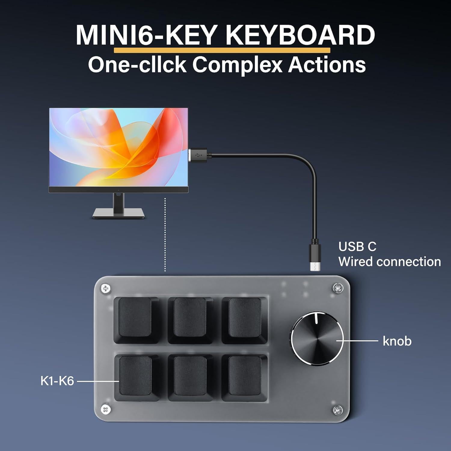 Teclado Mecánico Programable Mini SinLoon USB 6 Teclas RGB