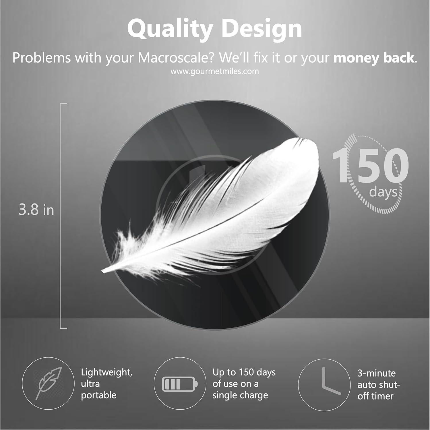 Báscula de Alimentos Gourmetmiles Portátil Recargable 4.99 kg