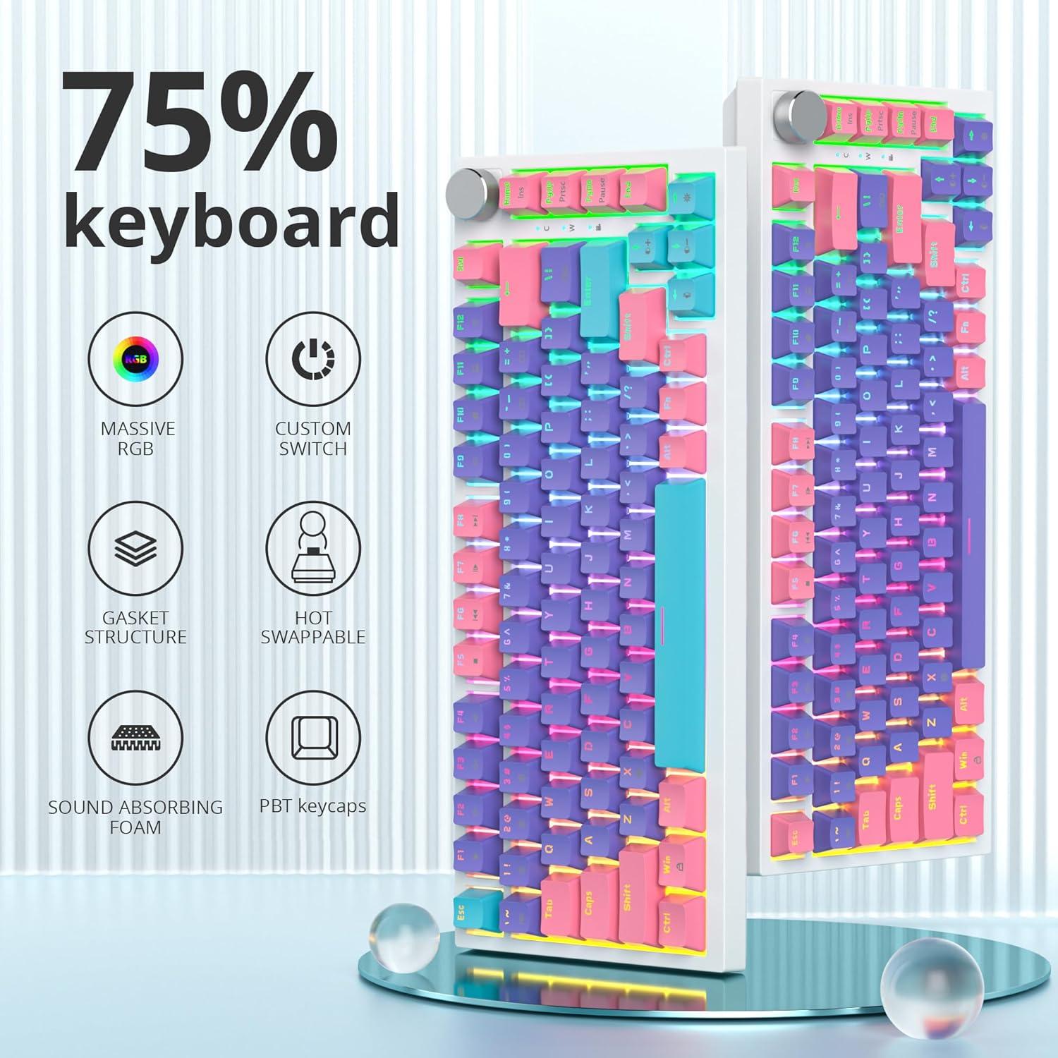 Teclado Mecánico Gaming GTSP 75% Hot Swappable RGB 82 Teclas