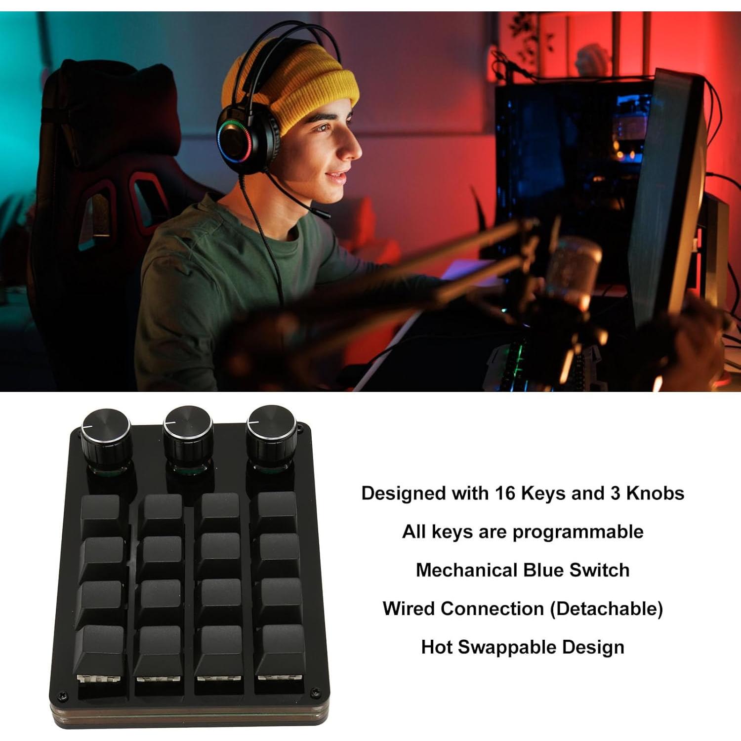 Teclado Mecánico Programable Heayzoki Mini USB 16 Teclas