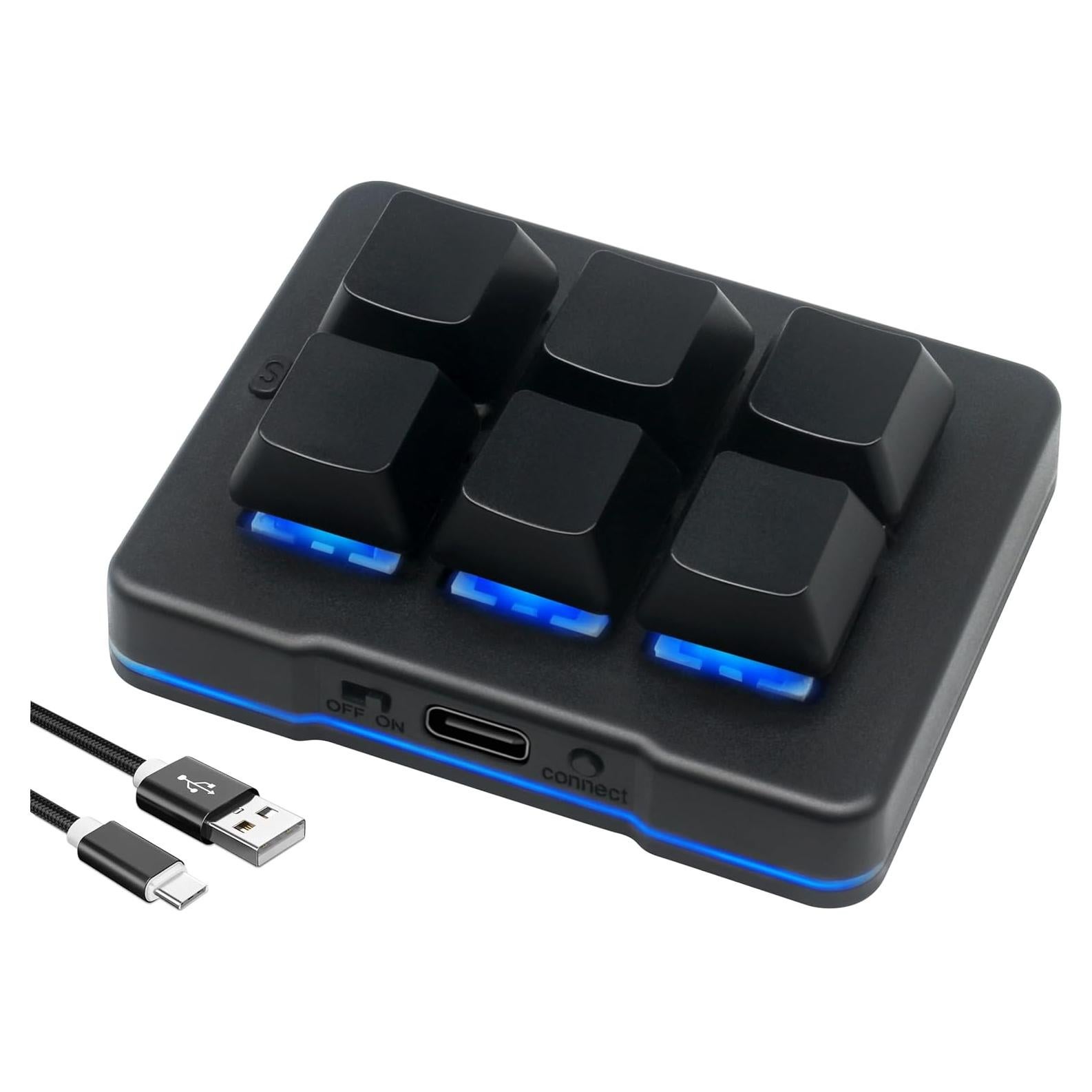 6 Key Mini Keypad Wireless USB Mechanical Gaming Macro Keyboard Customized Programmable OSU Keypad with RGB Led for PC Gaming OSU Office Work HID