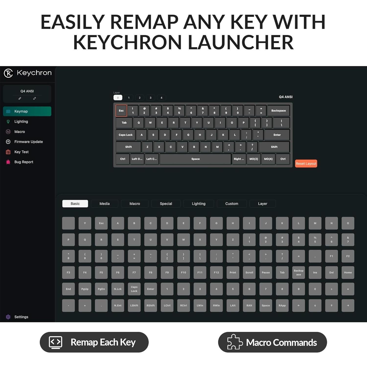 Teclado Mecánico Keychron Q4 60% USB-C Gateron Rojo