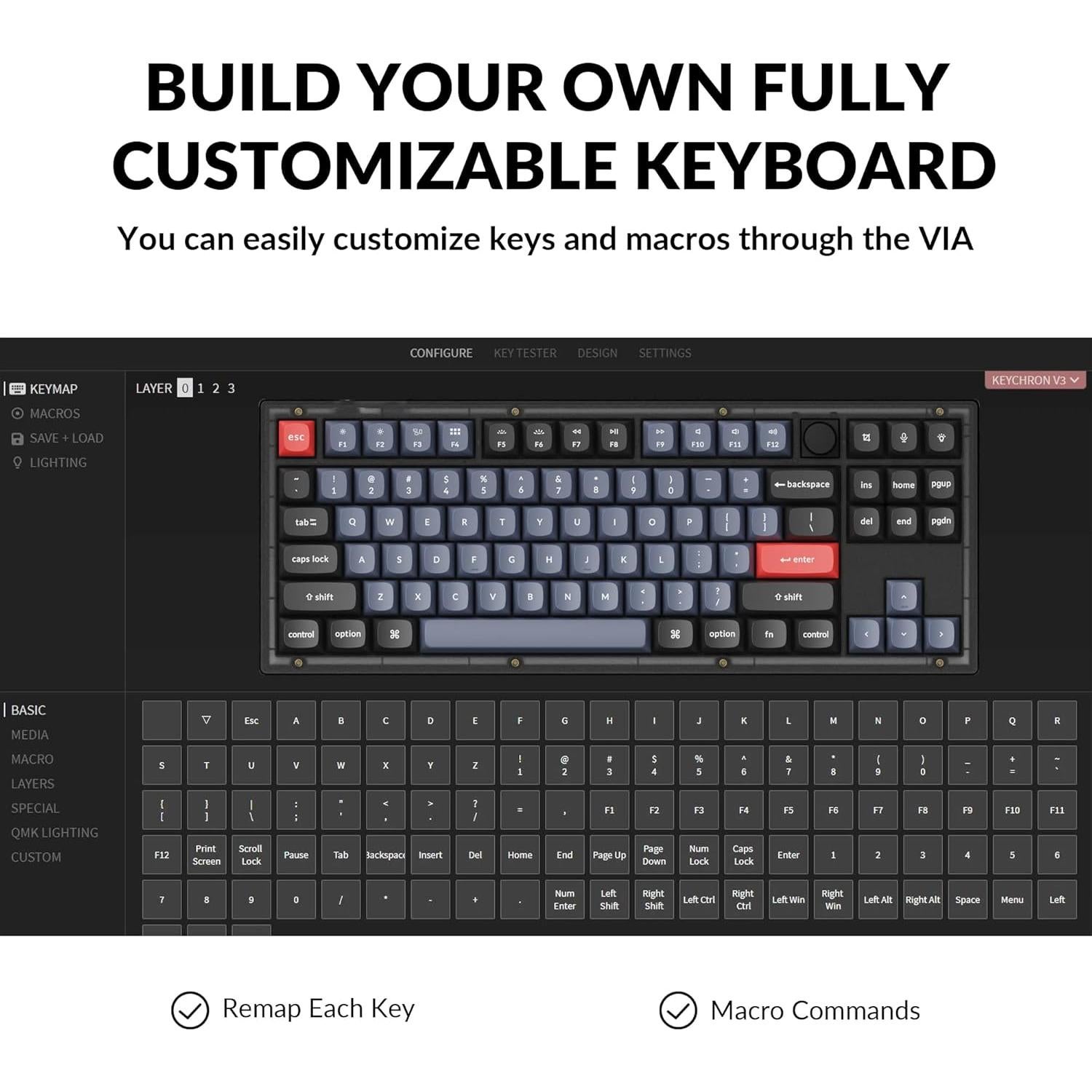 Teclado Mecánico Keychron V3 TKL QMK/VIA Personalizable