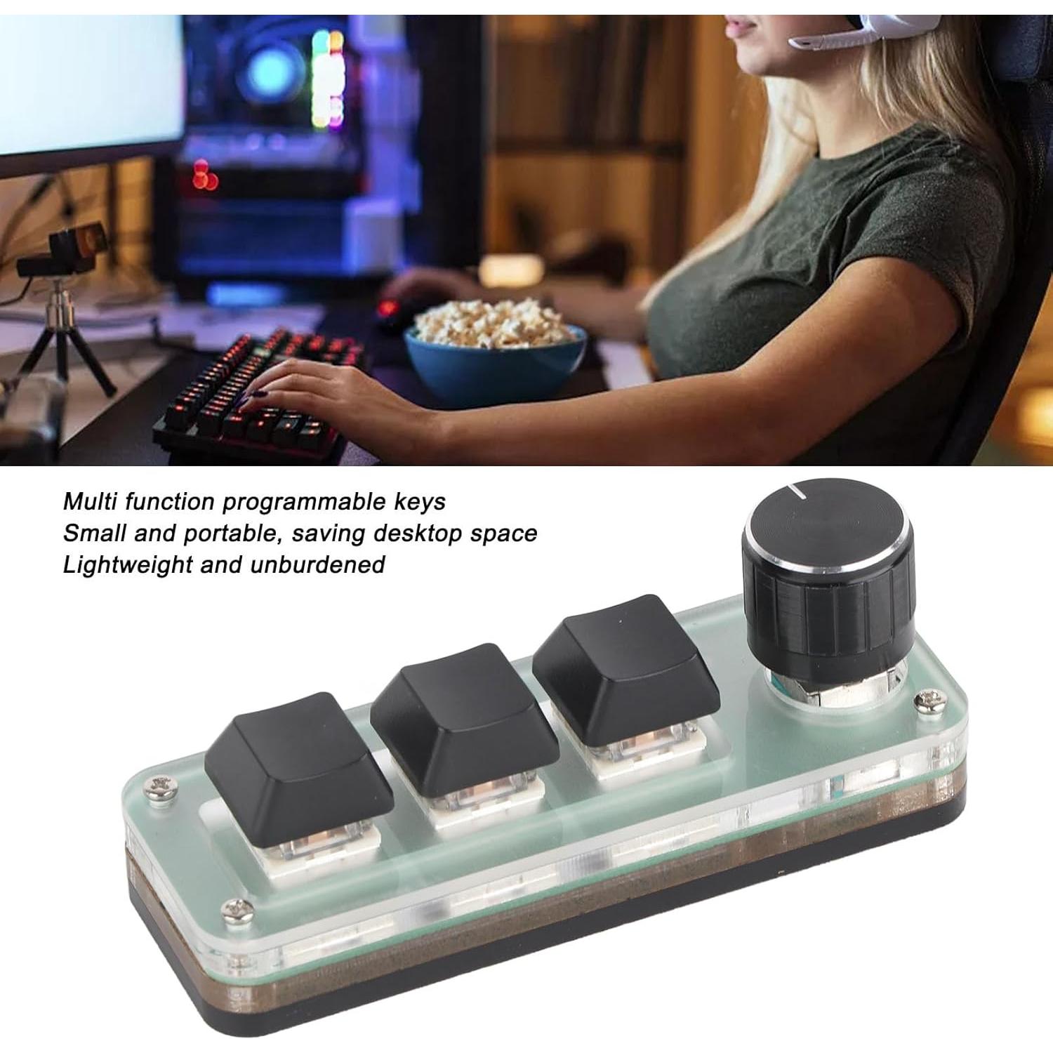 Teclado Mecánico Programable Heayzoki 3 Teclas RGB USB