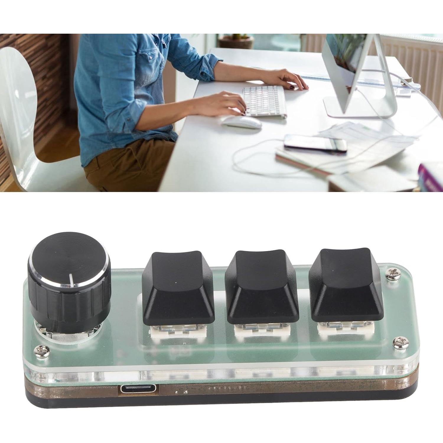 Teclado Mecánico Programable Heayzoki 3 Teclas RGB USB