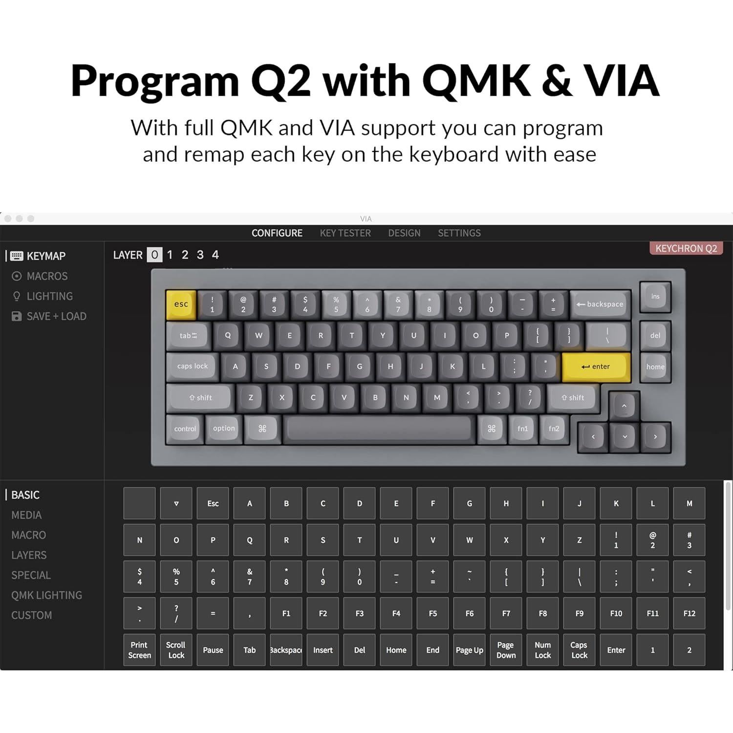 Teclado Mecánico Keychron Q2 Personalizable 65% Gris