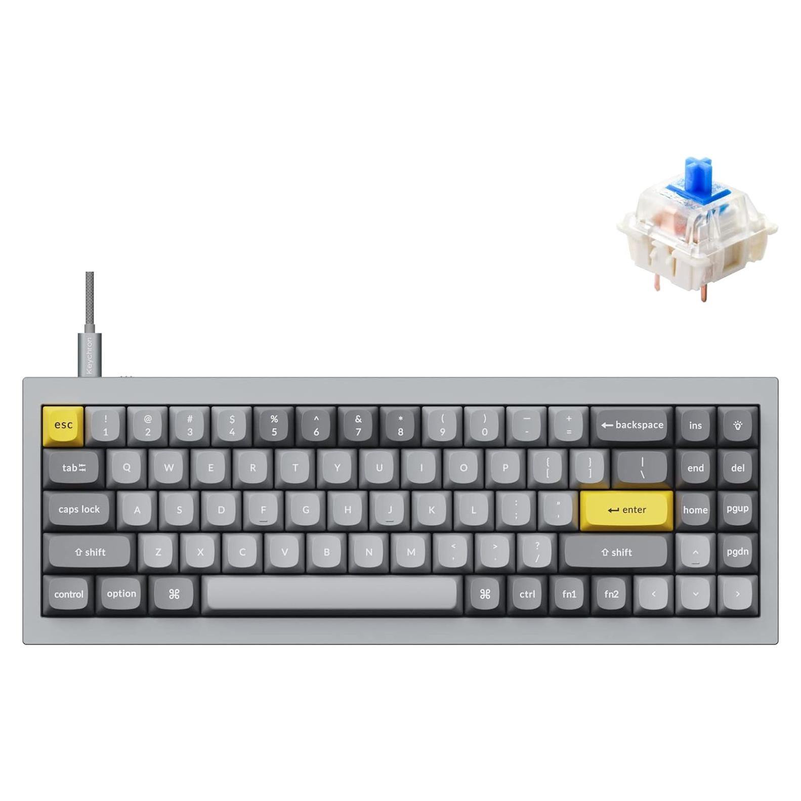 Teclado Mecánico Keychron Q7 70% Aluminio Gris Gateron Azul